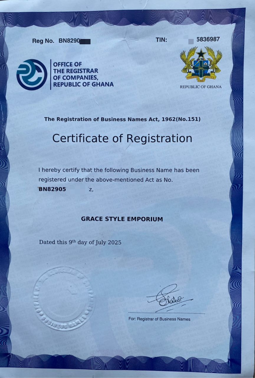 Grace Style Emporium Business Registration